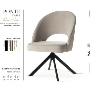 PONTE TWIST étkezőszék | forgó étkezőszék, választható szövet / fekete lábbal